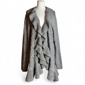 Neutral Oversized Knit Cardigan XXL  Cozy Chunky Knit Ruffle Cardigan Fairycore